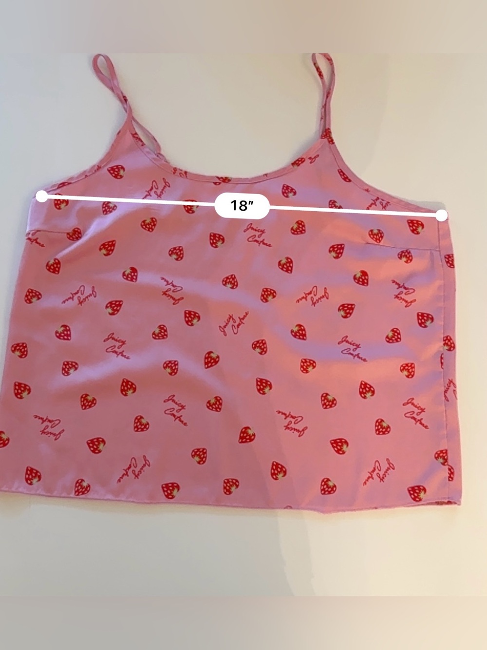 Juicy Couture Strawberry Satin Pajama Set Pink Cami Shorts Lounge Set - Picture 5 of 9